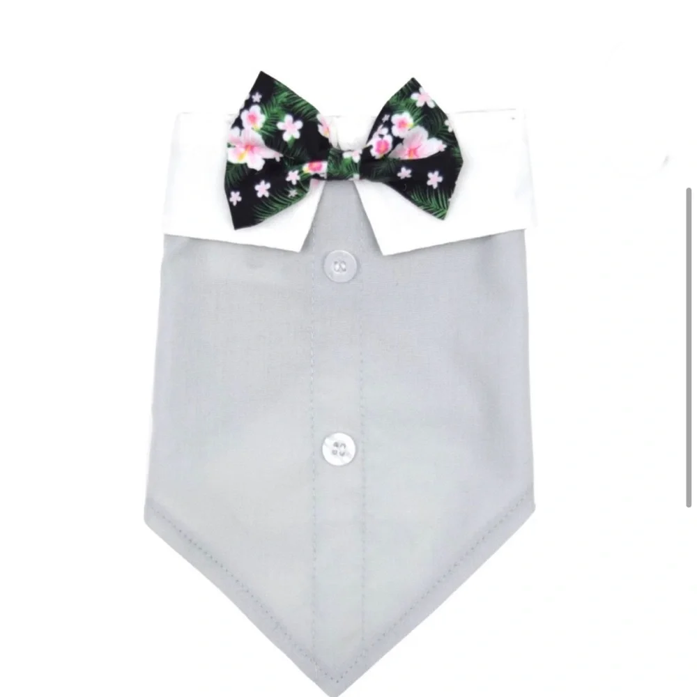 NEW Vibrant Life Tuxedo Style Dog Bandana Floral Bow Tie Size X-Small/Sm…